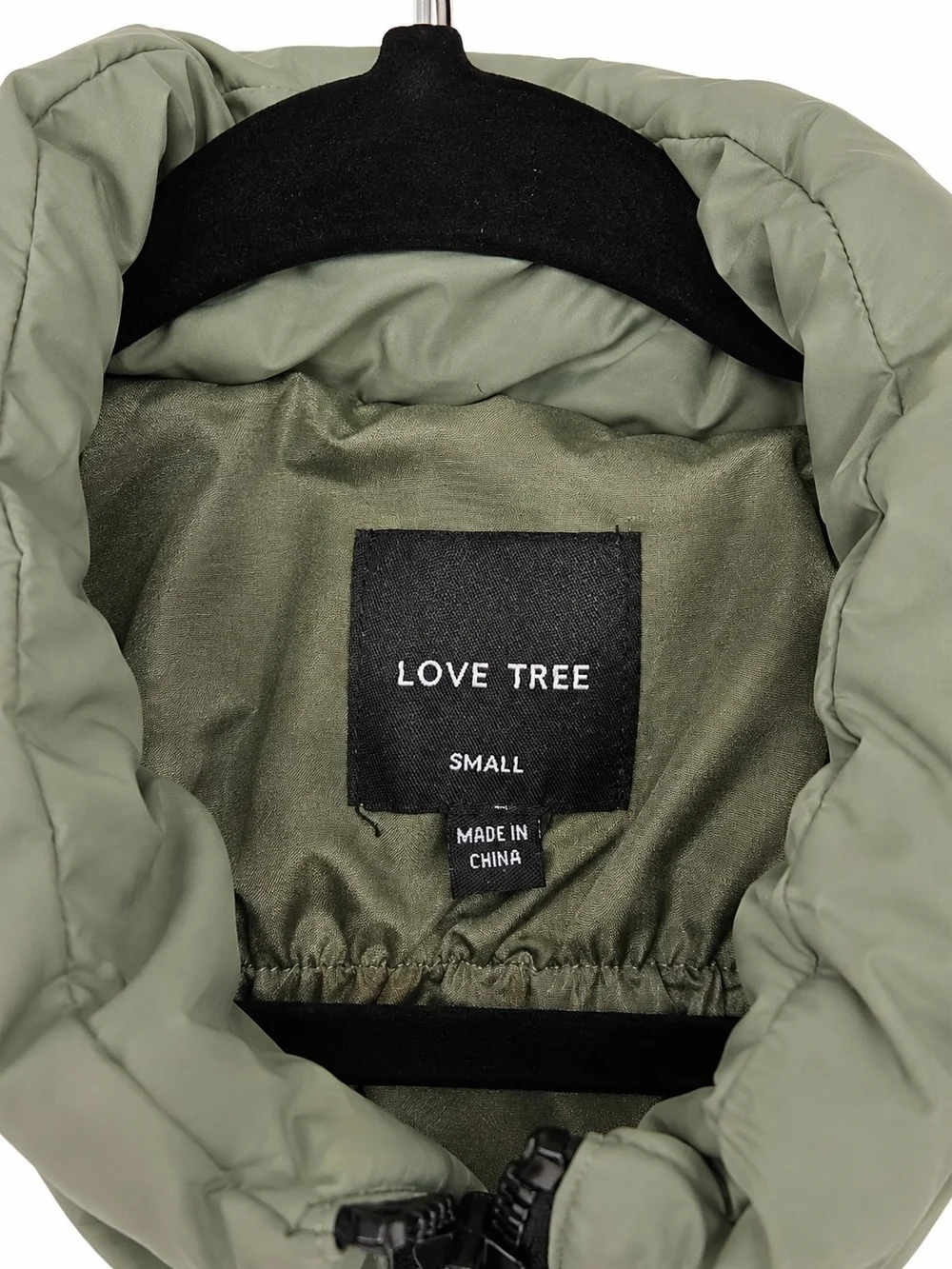 Love Tree Olive Green Puffer Vest Small Gorpcore Utility Y2K